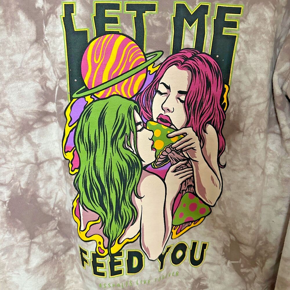 a**holes live forever hoodie "let me feed you" tie dye pullover medium unisex - Picture 4 of 6